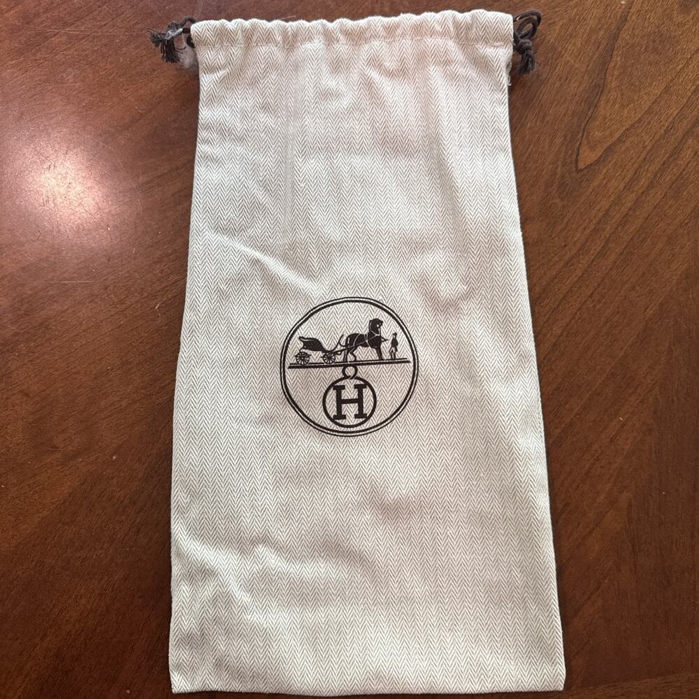 HERMES Authentic 12.5" x 7" Dust Bag Herringbone Drawstring Storage Protector
